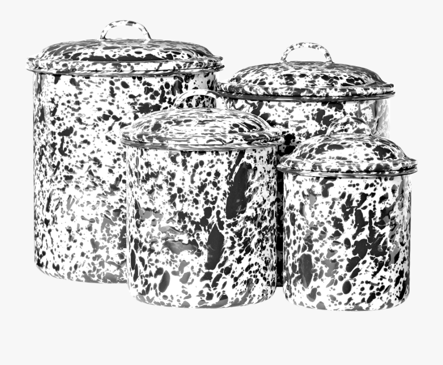 Canister Set 4pc Black Marble - Illustration, Transparent Clipart