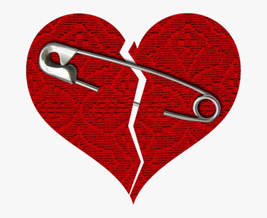 Heart, Broken, Red, Safety Pin, Crack - Clear Background Broken Heart Png, Transparent Clipart