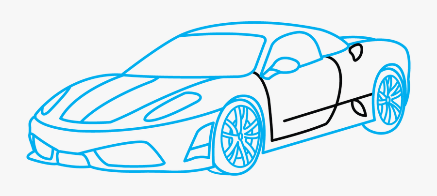 Drawn Ferrari Sports Car - Sports Car Drawing Easy, Transparent Clipart