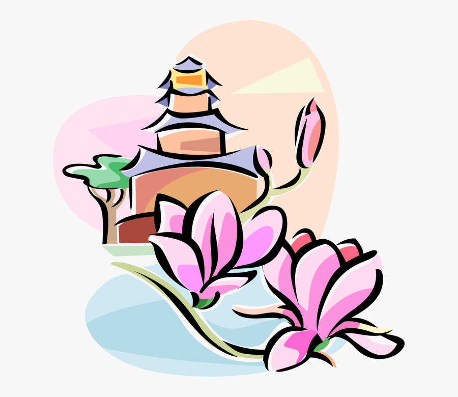 Vector Illustration Of Chinese Yulan Magnolia Flower, Transparent Clipart