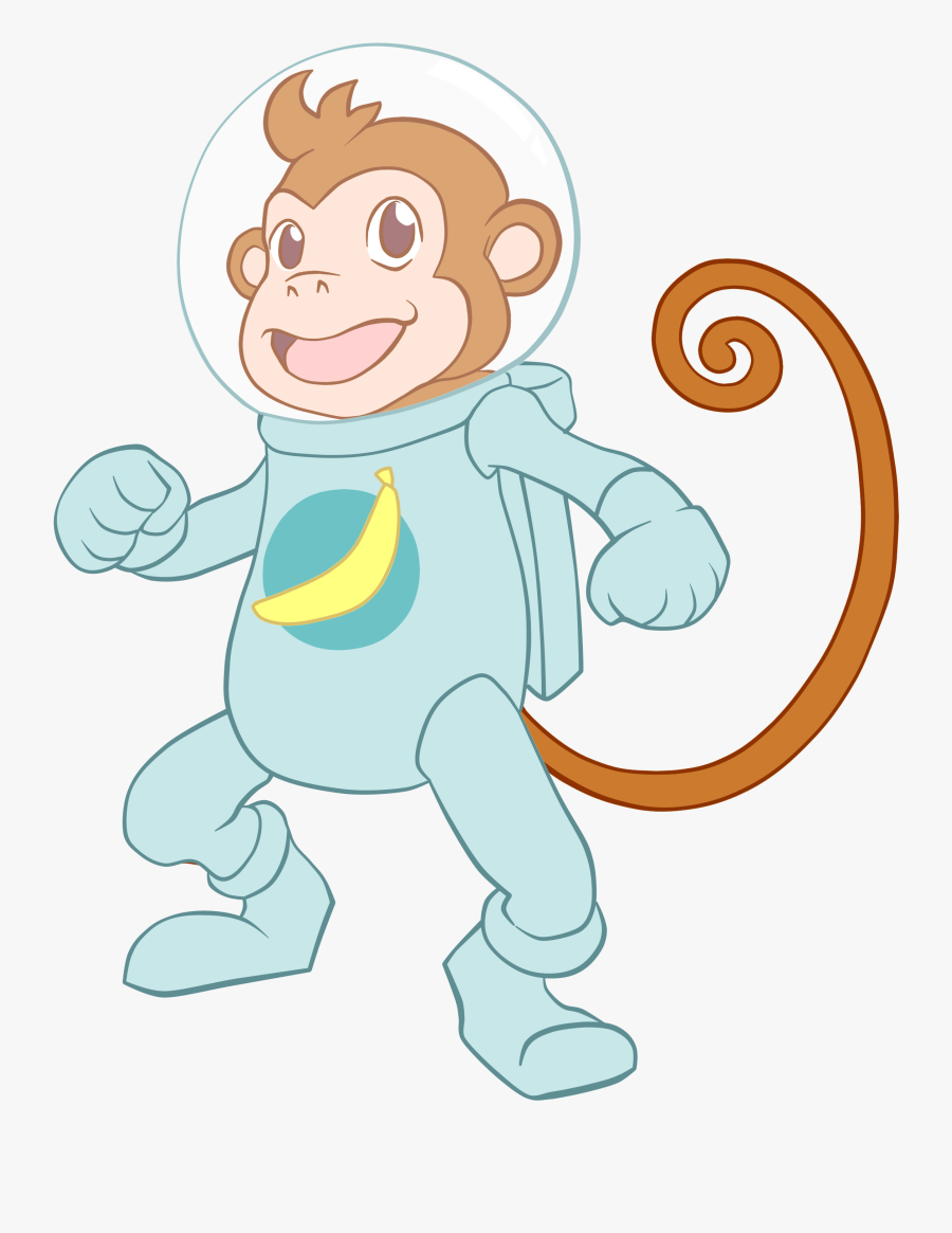 Robbie The Monkey In Spacesuit - Cartoon, Transparent Clipart