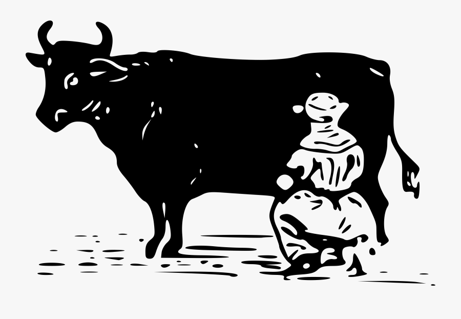Milking A Cow - Milking Cow Black And White, Transparent Clipart