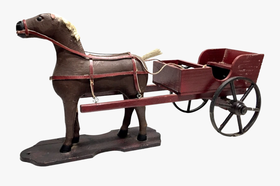 Antique Victorian Pull Toy Real Hair Horse Painted, Transparent Clipart