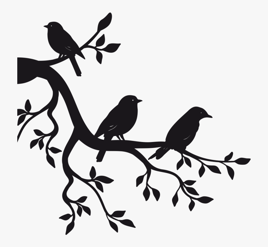 Paper Sticker Branch Bird Wall Decal - Birds On Branch Drawing , Free