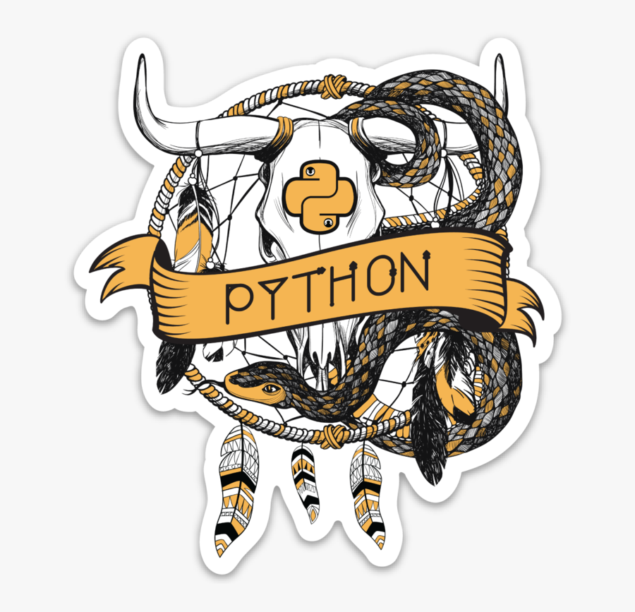 Transparent Python Clipart - Bull Skull And Snake Tattoo, Transparent Clipart