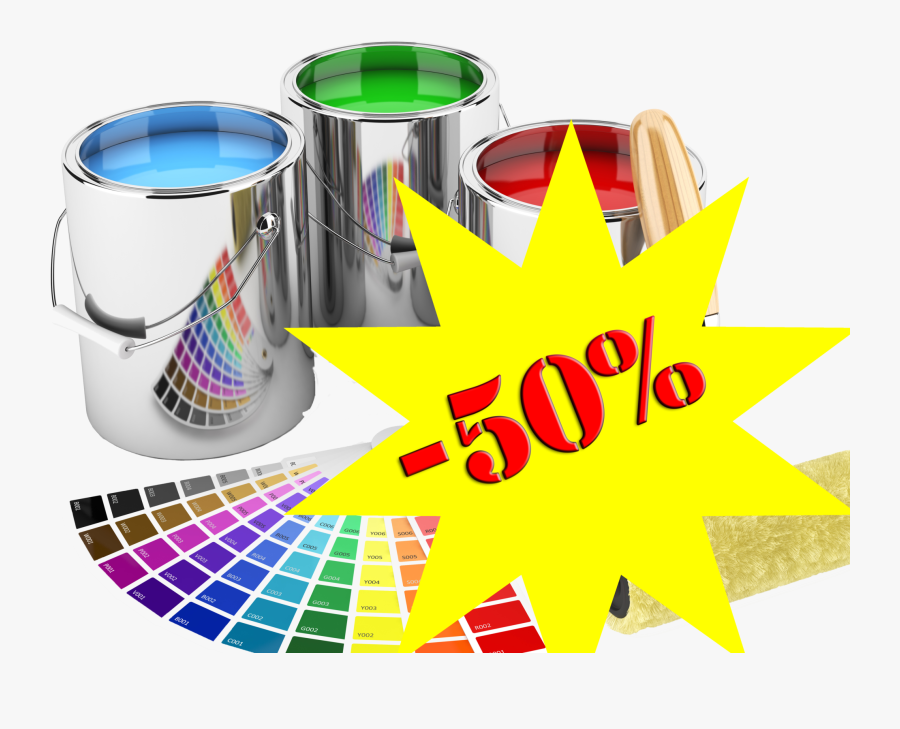 Paint Can And Roller, Transparent Clipart