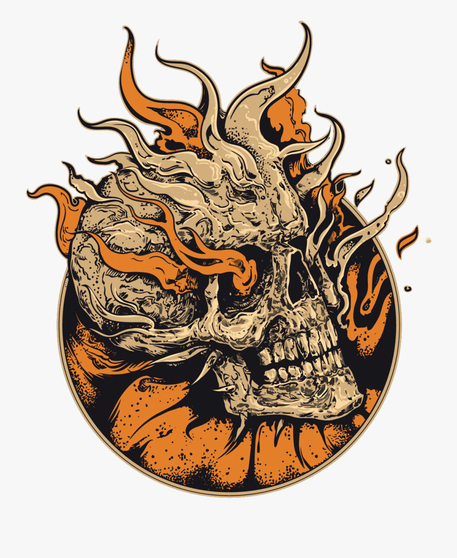 Art Skeleton Skull Illustration Vector Flame Human - Tengkorak Png Vector, Transparent Clipart