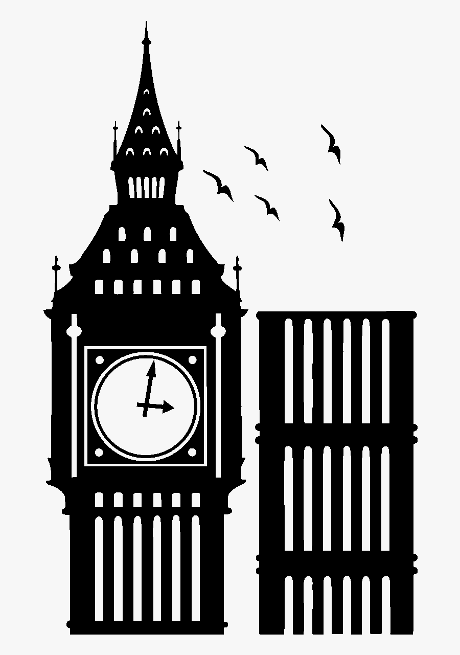 Big Ben Clipart Black And White - Big Ben London Silhouette, Transparent Clipart