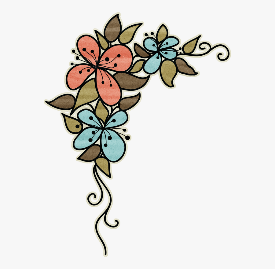 Design Of Drawing On Corner Paper Clipart , Png Download - Flower Design On Paper Drawing, Transparent Clipart