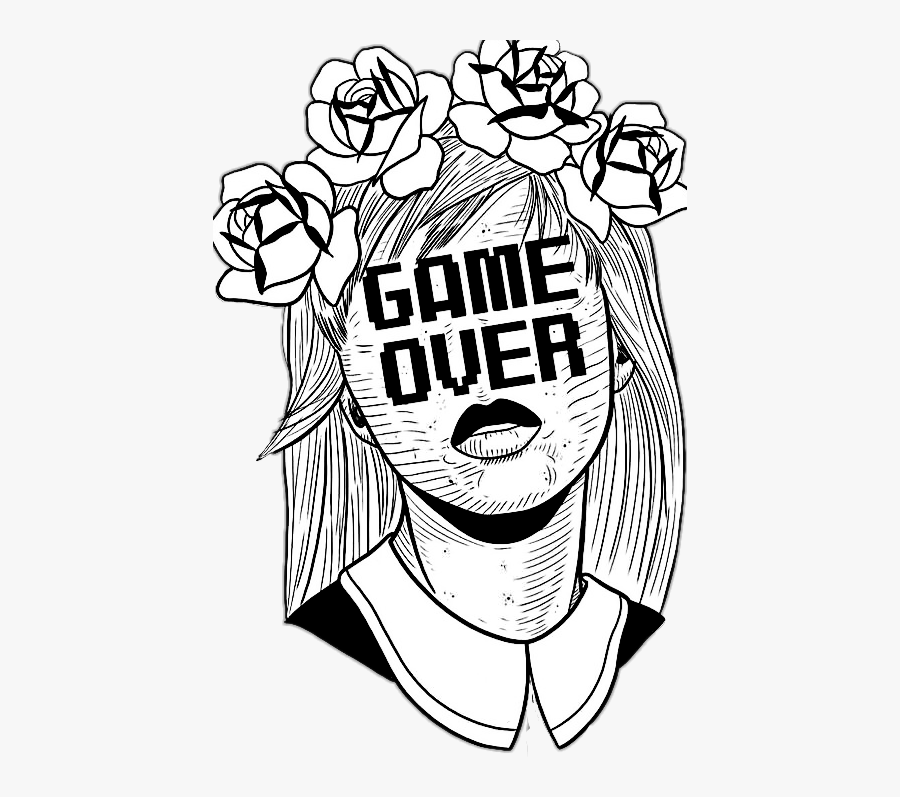 #psychadelic #psychedelicart #psycho #art #trippy #dope - Game Over Girl Face, Transparent Clipart