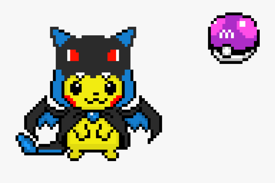 Master Ball Pikachu With Charizard - Pikachu Charizard Pixel Art, Transparent Clipart