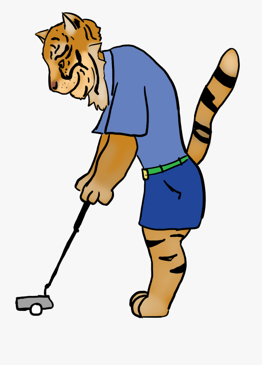 Tiger Woods, After Half A Decade Of Hardship Reclaims - Cartoon Tiger With A Golf Club, Transparent Clipart