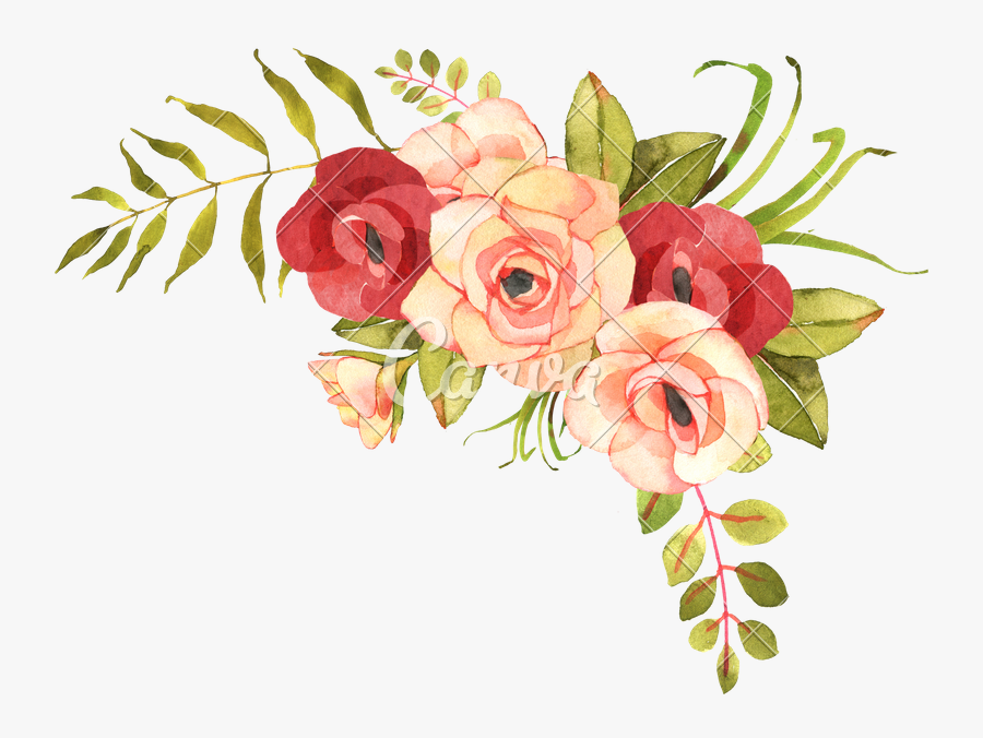 Clip Art Flower With Roses Decorative - Bohemian Flower Design, Transparent Clipart