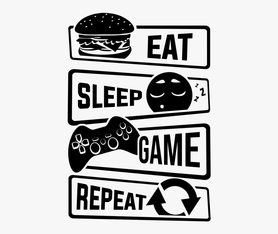Eat Sleep Game Repeat Poster, Transparent Clipart