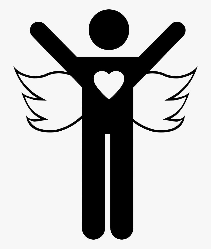 Angel With Open Arms - Heart With Devil Horns And Angel Wings Meaning, Transparent Clipart