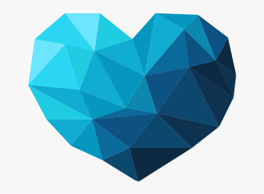 Polygon Blue Heart 💙 - Heart Polygon Blue, Transparent Clipart