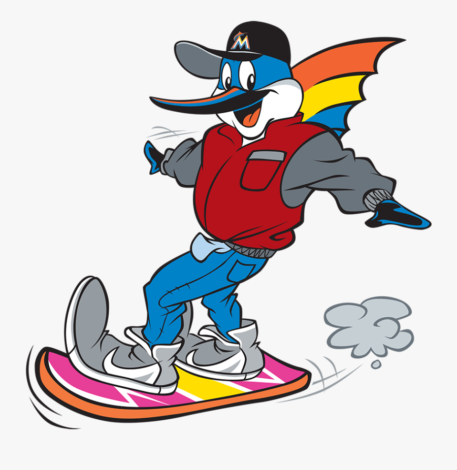 Back To The Future Night Benefitting Parkinson S D - Miami Marlins Mascot Cartoon, Transparent Clipart