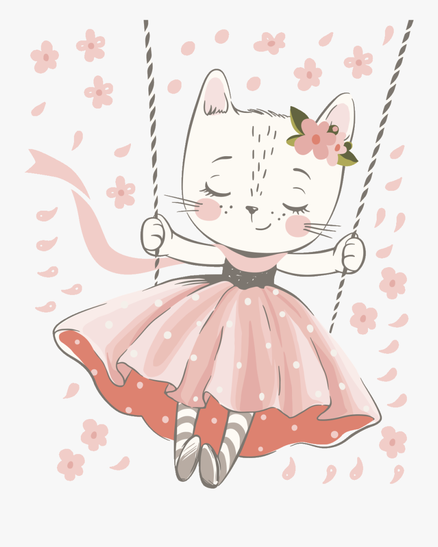 Cute Kitty Swing Hand Drawn 260nw 1060043120 Jpg, Transparent Clipart