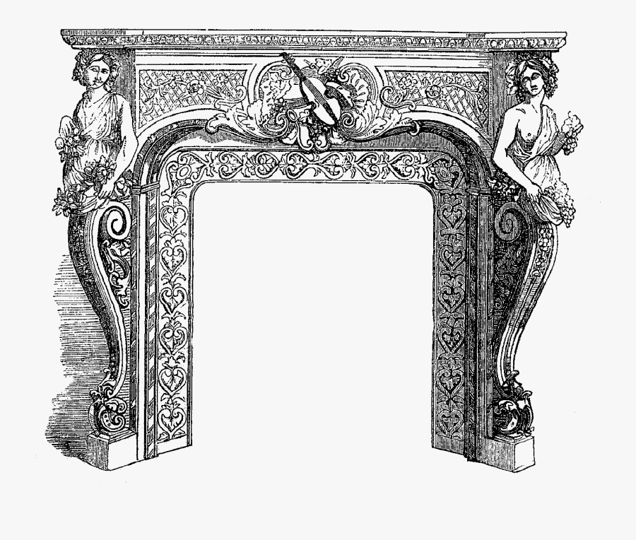 Fireplace Download Image Antique Illustration - Old Victorian Illustration Png, Transparent Clipart