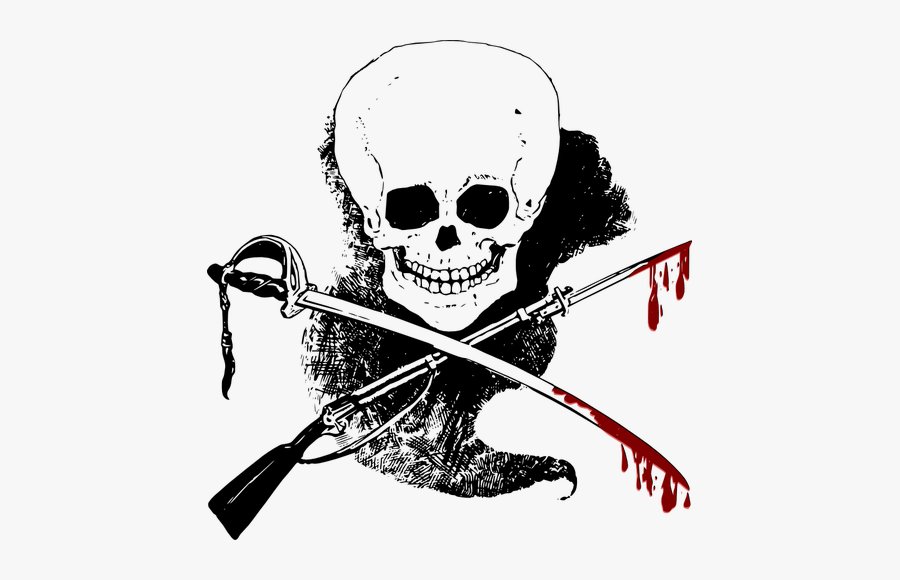 Vector Illustration Of Scary Ghost With Skull Head - Sword With Blood Clipart, Transparent Clipart