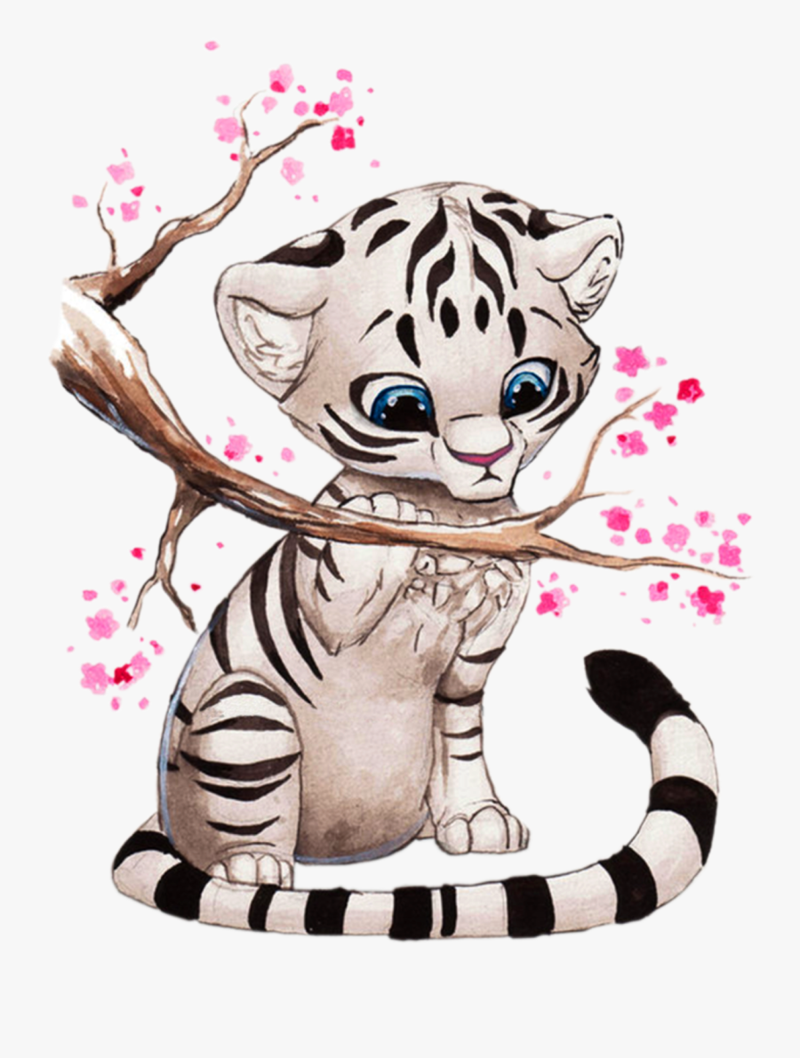 Manga Clipart Anime Animal - Cute White Tiger Drawings, Transparent Clipart