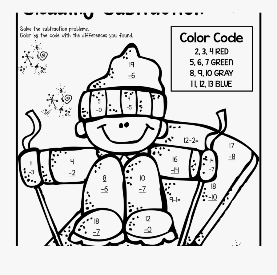 Coloring For Kids 2nd Grade Halloweenagesrintable Sight - 2nd Grade Subtraction Coloring Page, Transparent Clipart