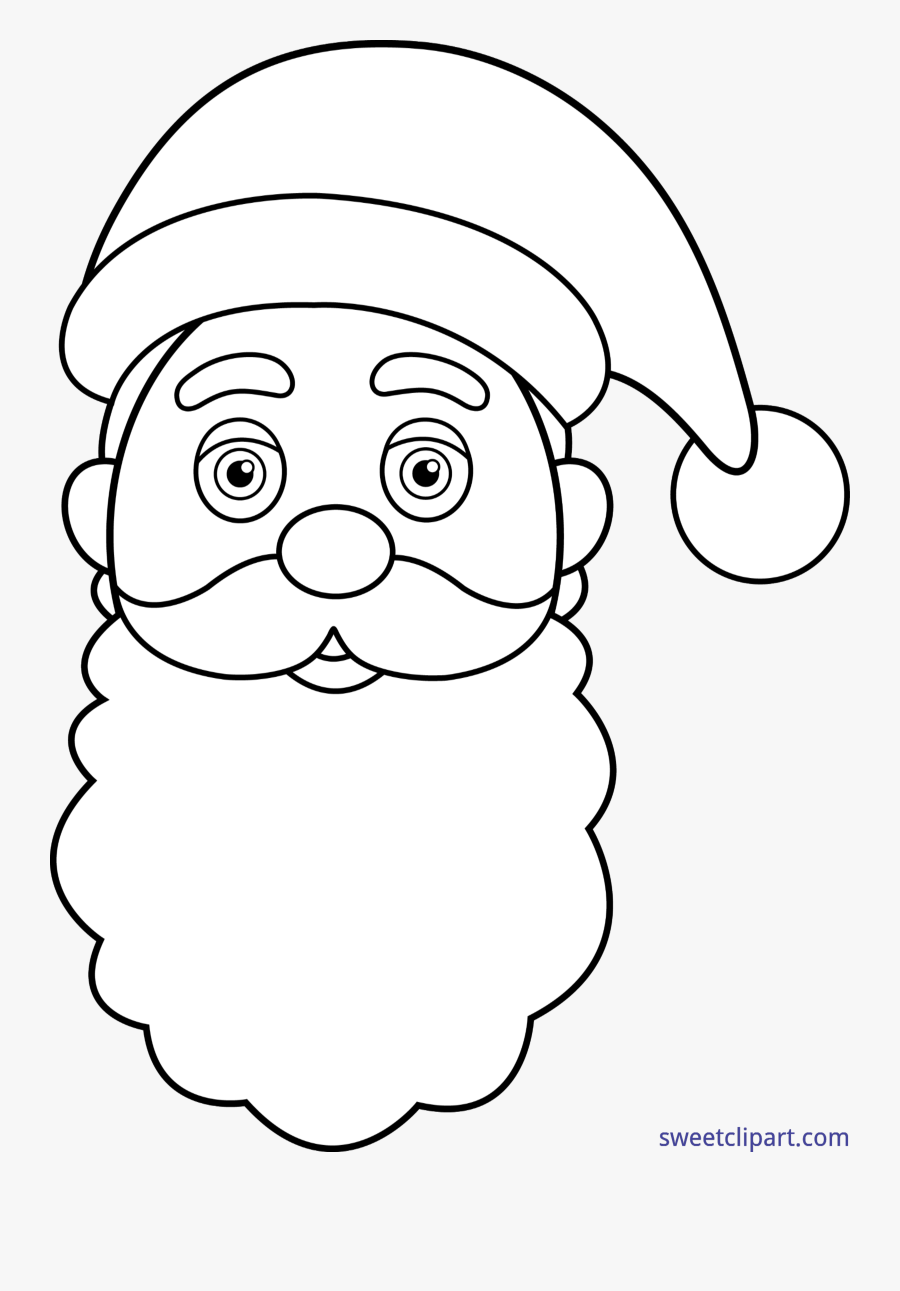 Santa Claus Face Lineart Clip Art - Santa Claus Face, Transparent Clipart