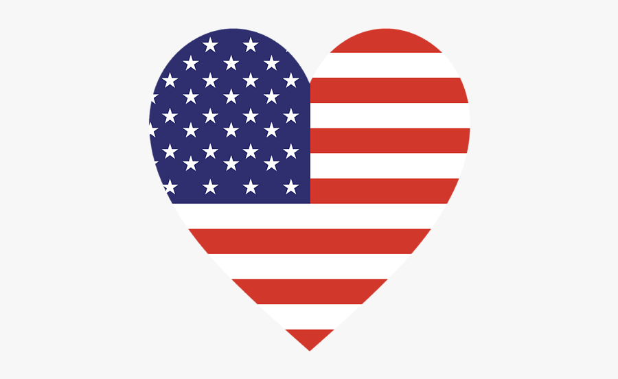 American Flag Heart Vector, Transparent Clipart