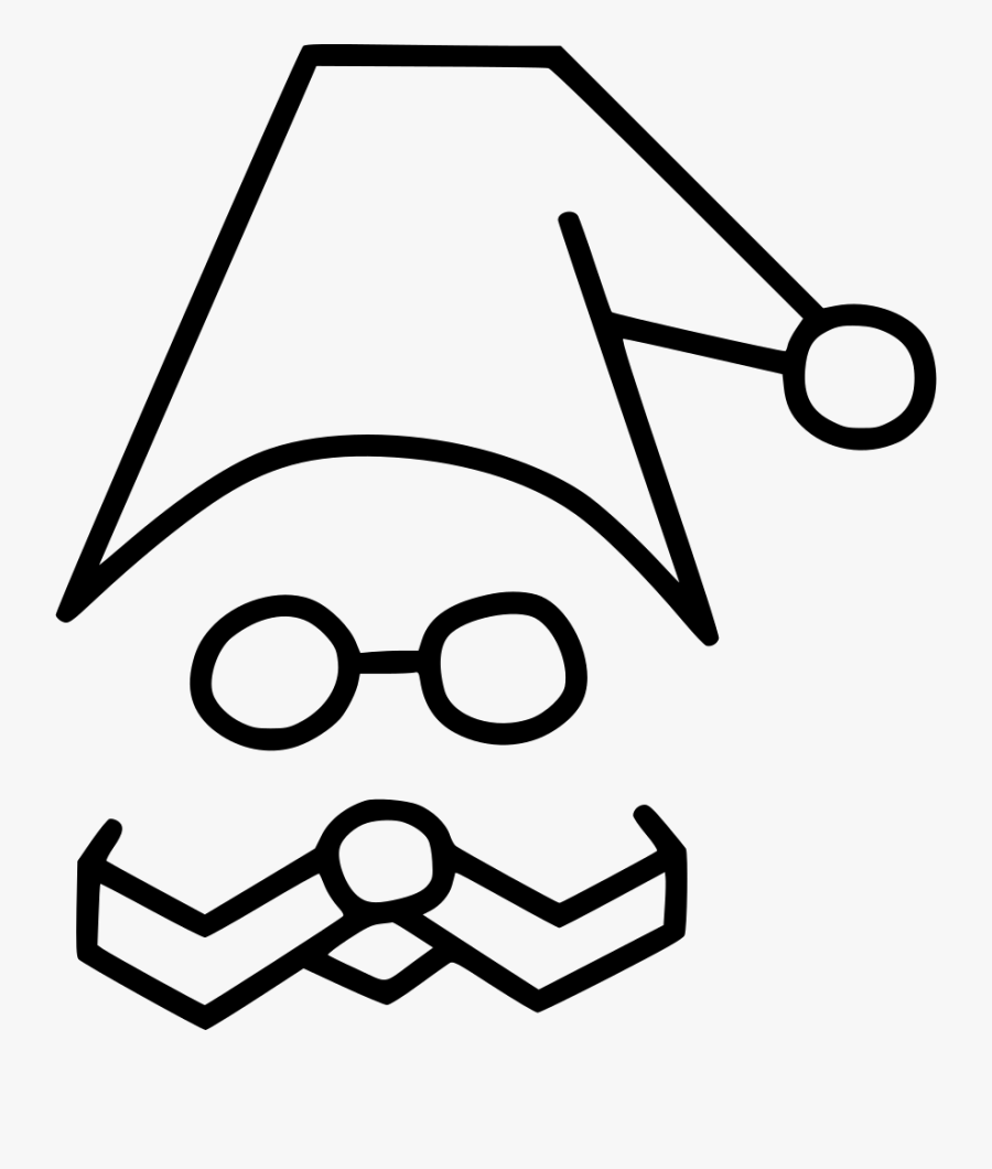 Santa Claus Xmas Cap - Line Art, Transparent Clipart