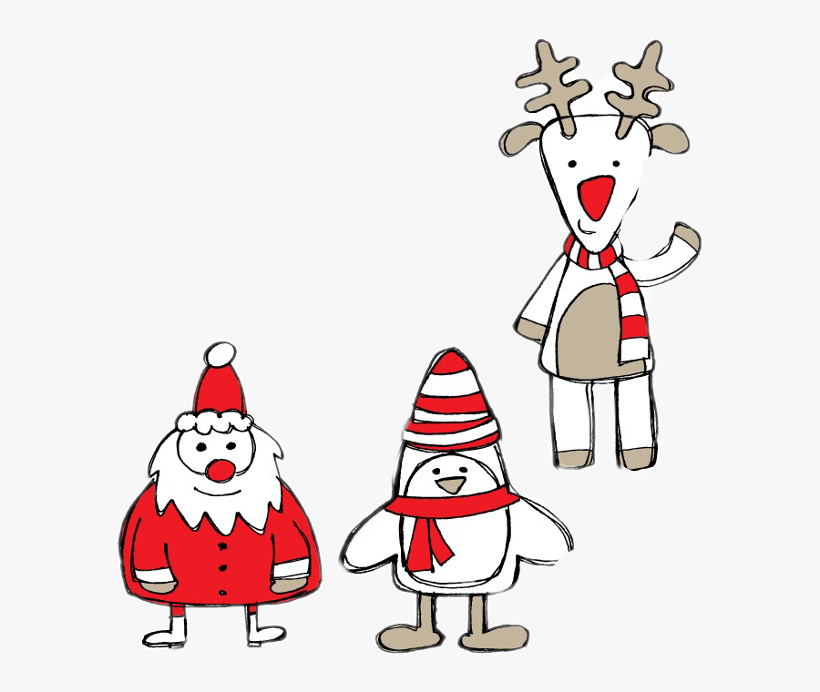 #christmas #santa Claus #penguin #deer#freetoedit - Hand Drawn Christmas Design, Transparent Clipart