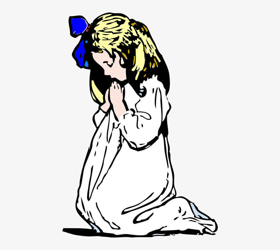 Girl Nightgown Kneeling - Girl Praying Drawing, Transparent Clipart