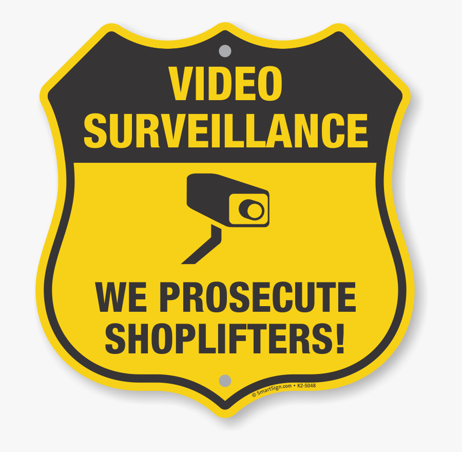 We Prosecute Shoplifters Video Surveillance Shield, Transparent Clipart