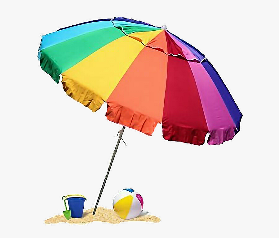 Transparent Beach Umbrella Clipart - Rainbow Beach Umbrella, Transparent Clipart