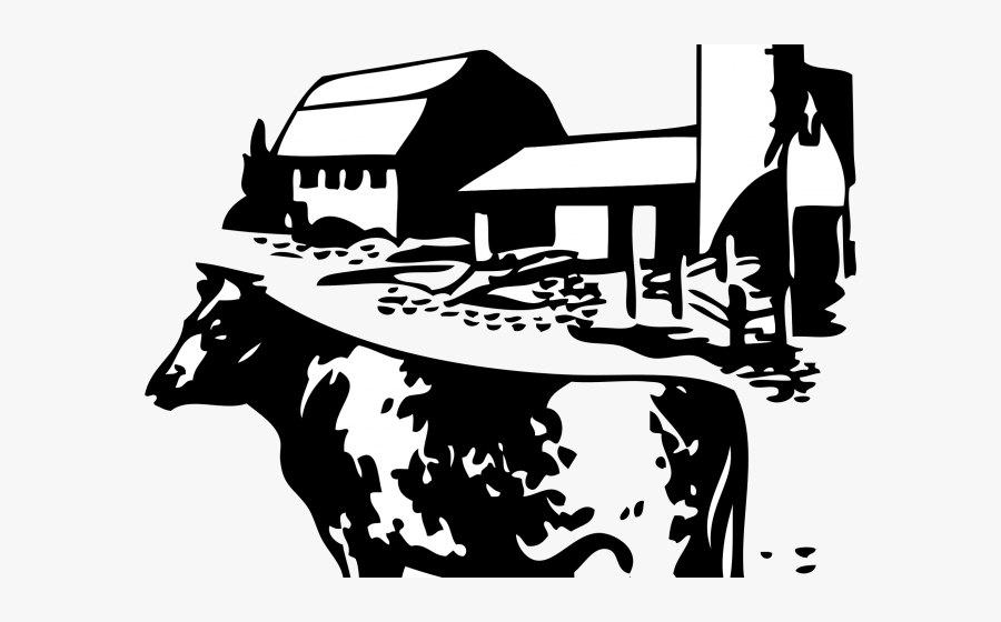 Transparent Barn Clipart Png - Dairy Farm Black And White, Transparent Clipart