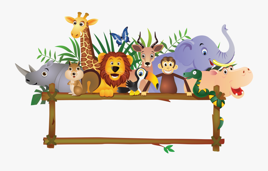 Baby Farm Animals Jungle Royalty-free Free Transparent - Jungle Animals Border Clipart, Transparent Clipart