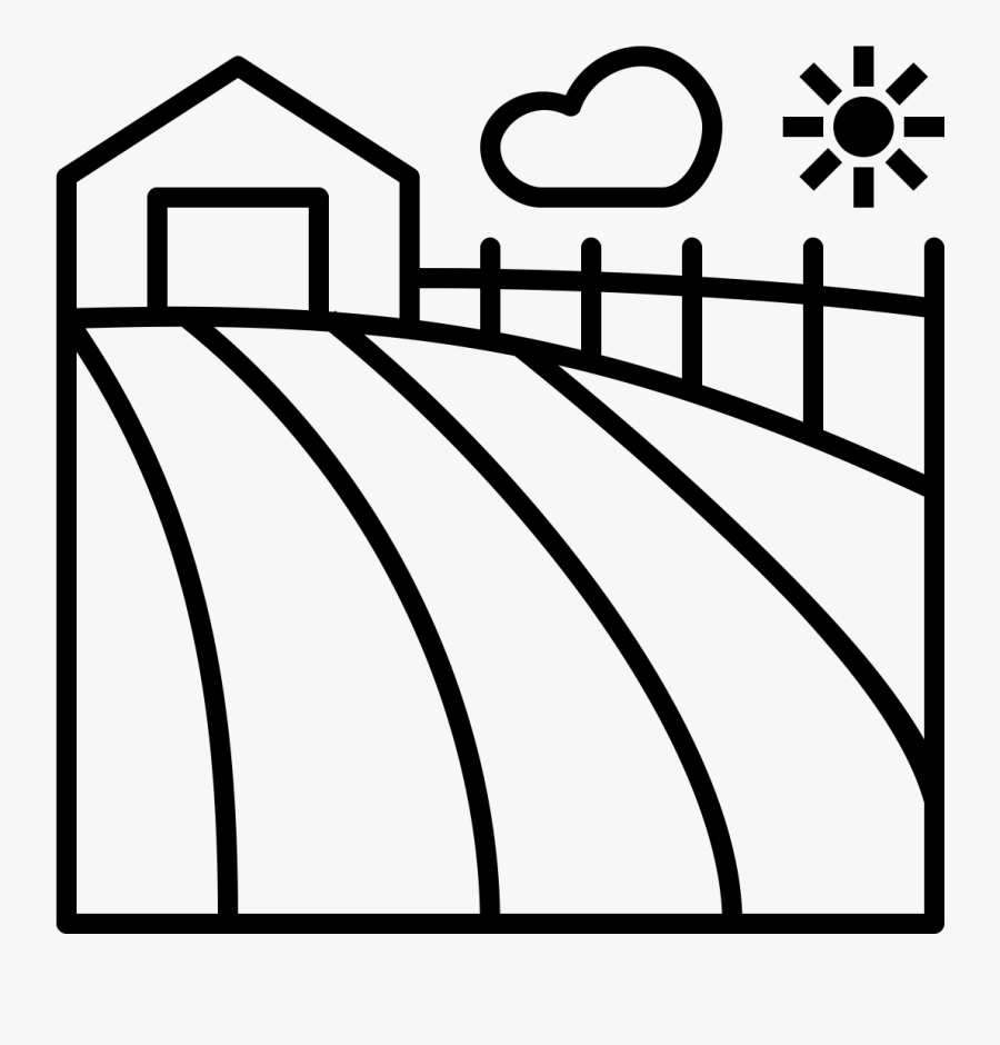 Pick Your Own Produce - Farmland Black And White Farm Drawing, Transparent Clipart