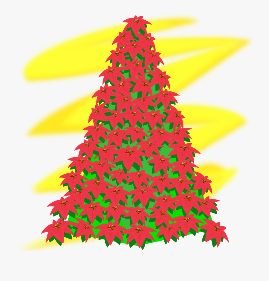 Christmas Tree With Red Flowers Vector Clipart Image - Clipart Flower Christmas Tree, Transparent Clipart