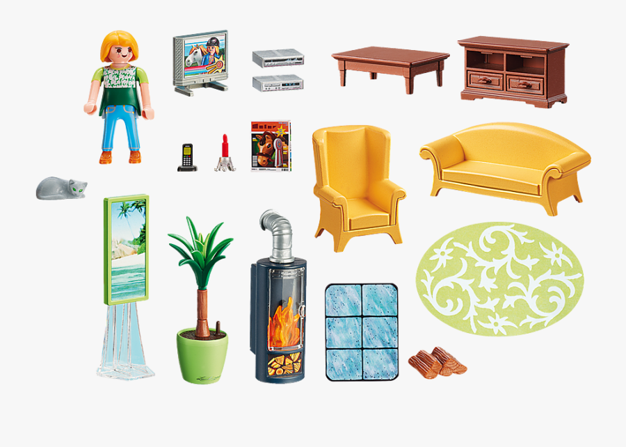 Fireplace Clipart Living Room - Playmobil 5308, Transparent Clipart