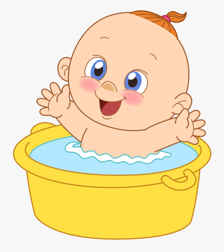 Baby Clipart Bath Time - Baby In Bath Cartoon, Transparent Clipart