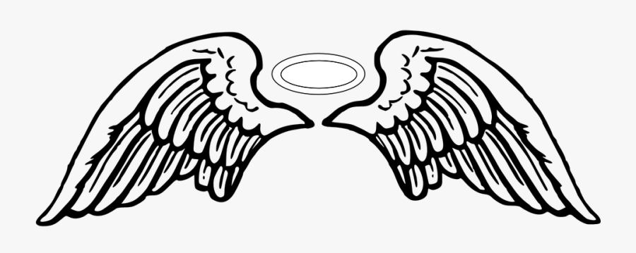 Angel, Wings, Tattoo, Halo, Christian, Heaven - Angel Wings Clipart Black And White, Transparent Clipart