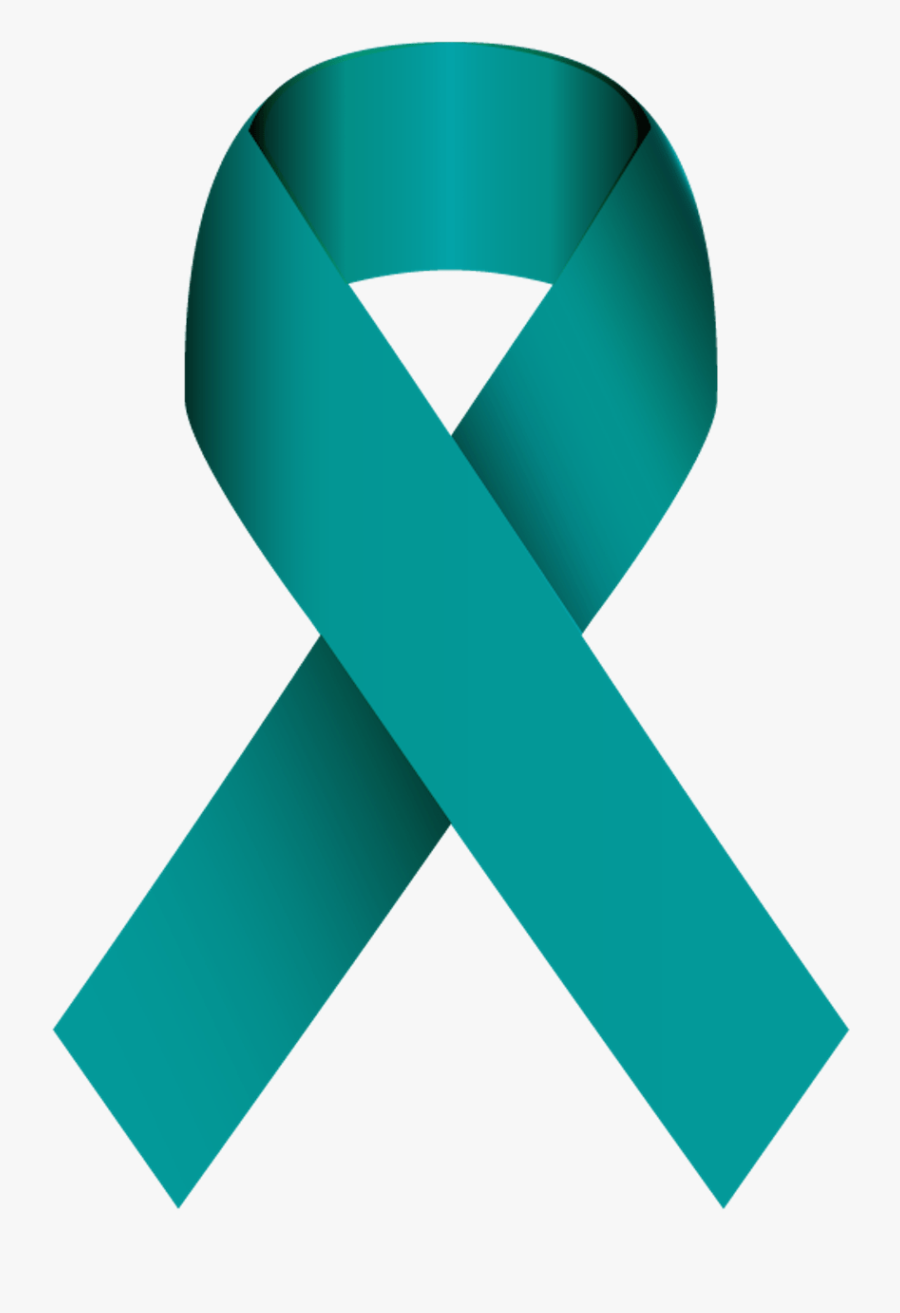 Teal Ribbon Ovarian Cancer Awareness - Sexual Assault Awareness Month Ribbon, Transparent Clipart