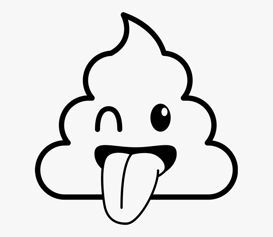 Sticking Tongue Out Poop Emoji Rubber Stamp - Poop Black And White, Transparent Clipart