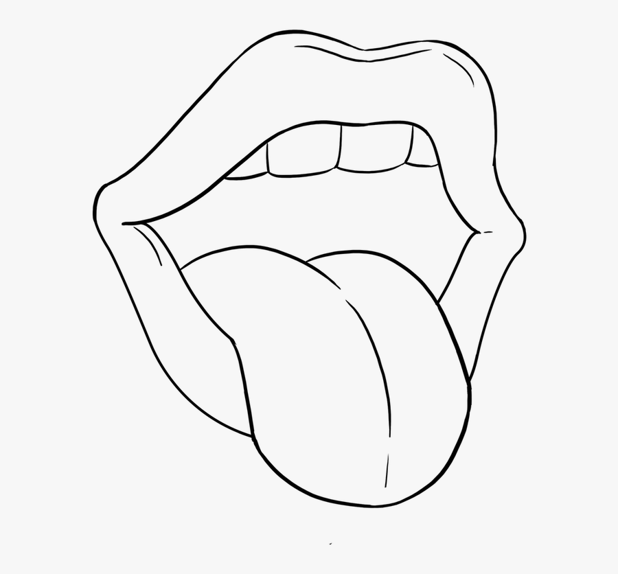 Transparent Mouth And Tongue Clipart Black And White - Mouth With