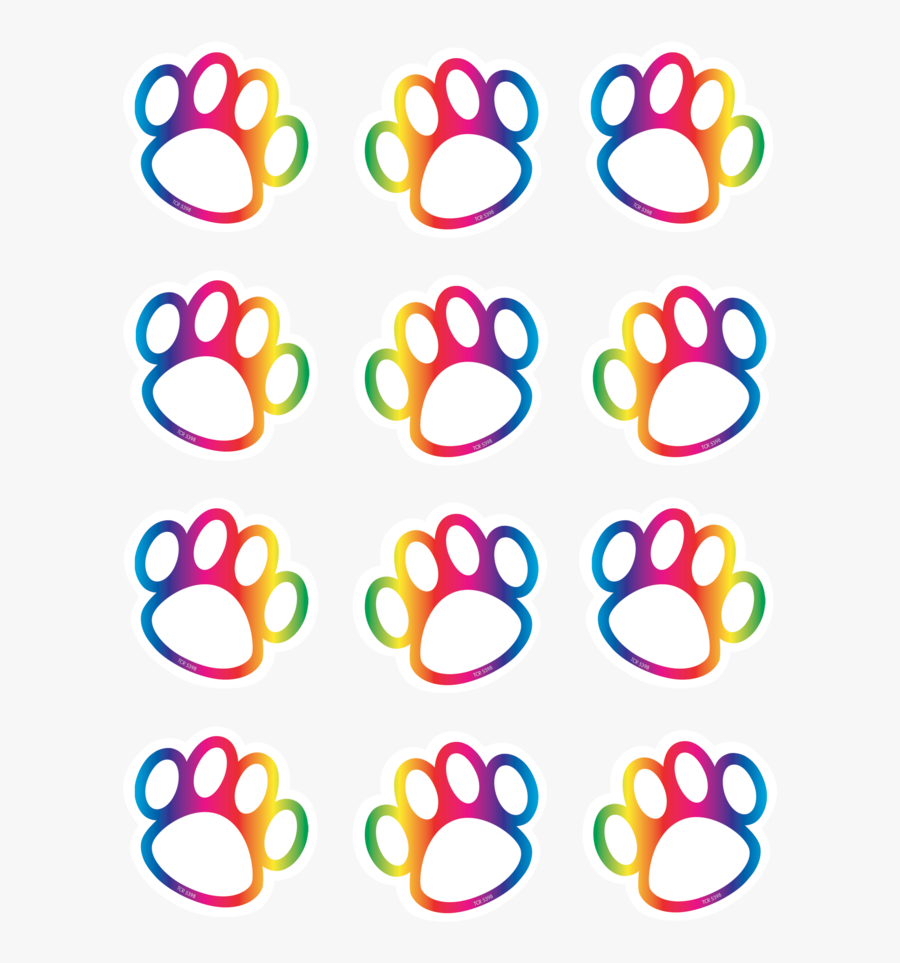 Tcr 5398 Rainbow Paw Print Mini Cutouts - Circle, Transparent Clipart