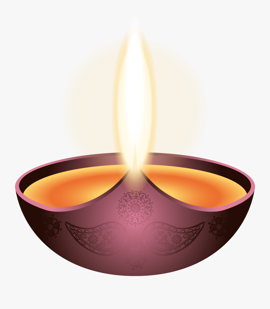 Diwali Diya Candle Clip Art Purple Happy - Deepak Pic Without Background, Transparent Clipart