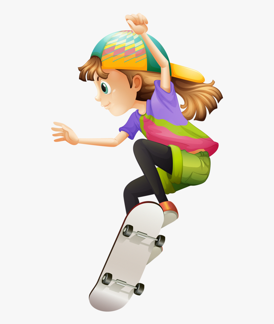 Skateboard Girl Clipart, Transparent Clipart