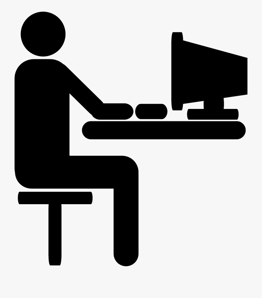 Computer Office Worker Typing Png Image - Person At Computer Clipart, Transparent Clipart