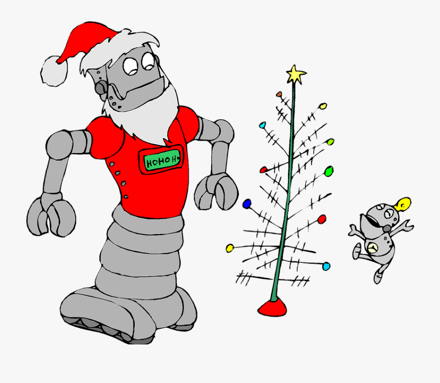 Christmas, Robot, Cute, Santa, Christmas Tree, Hat - Robot Christmas, Transparent Clipart