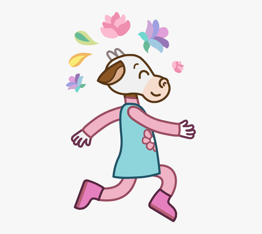 Veronica The Cow Running - Cartoon, Transparent Clipart