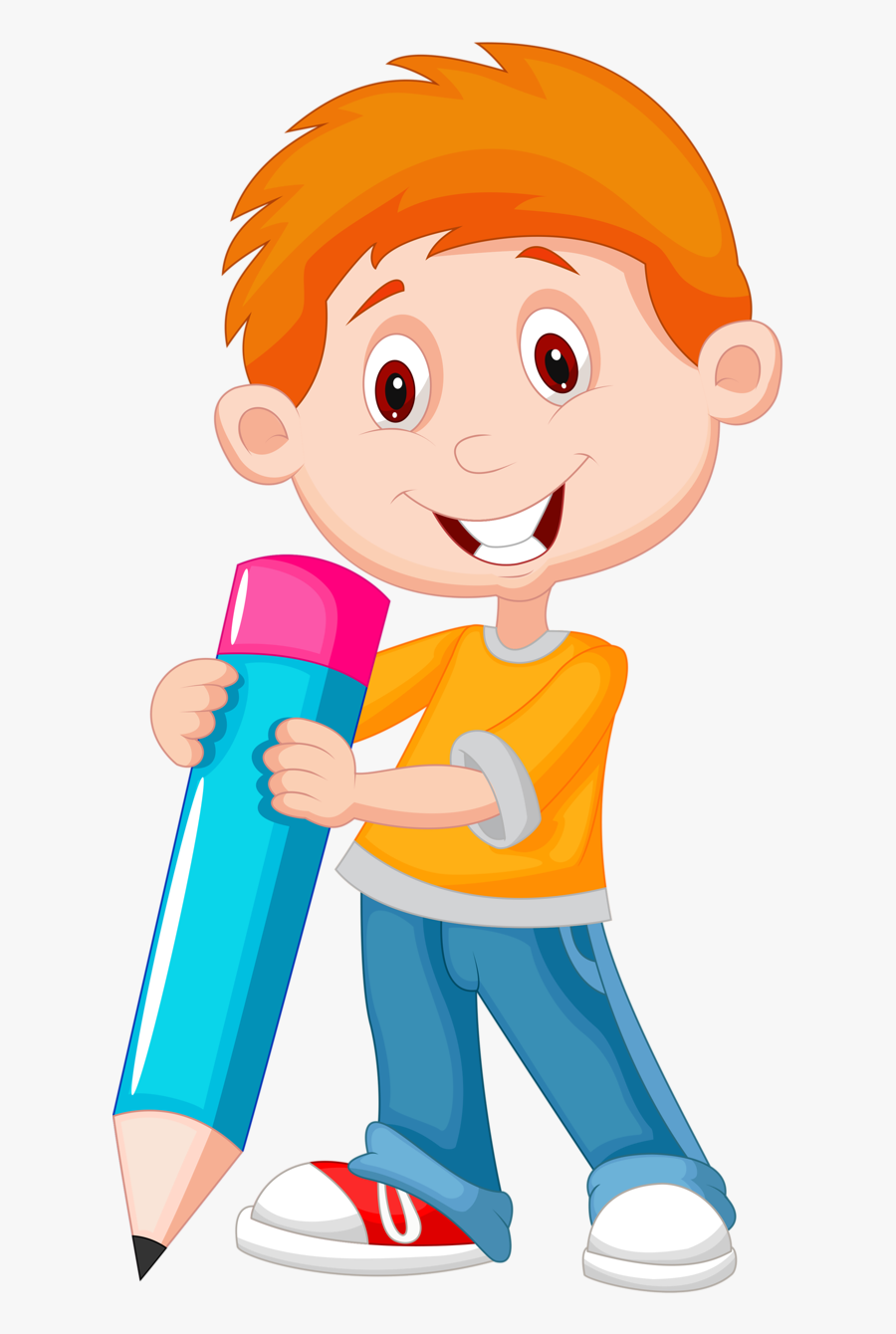 Boy With Pencil Cartoon, Transparent Clipart
